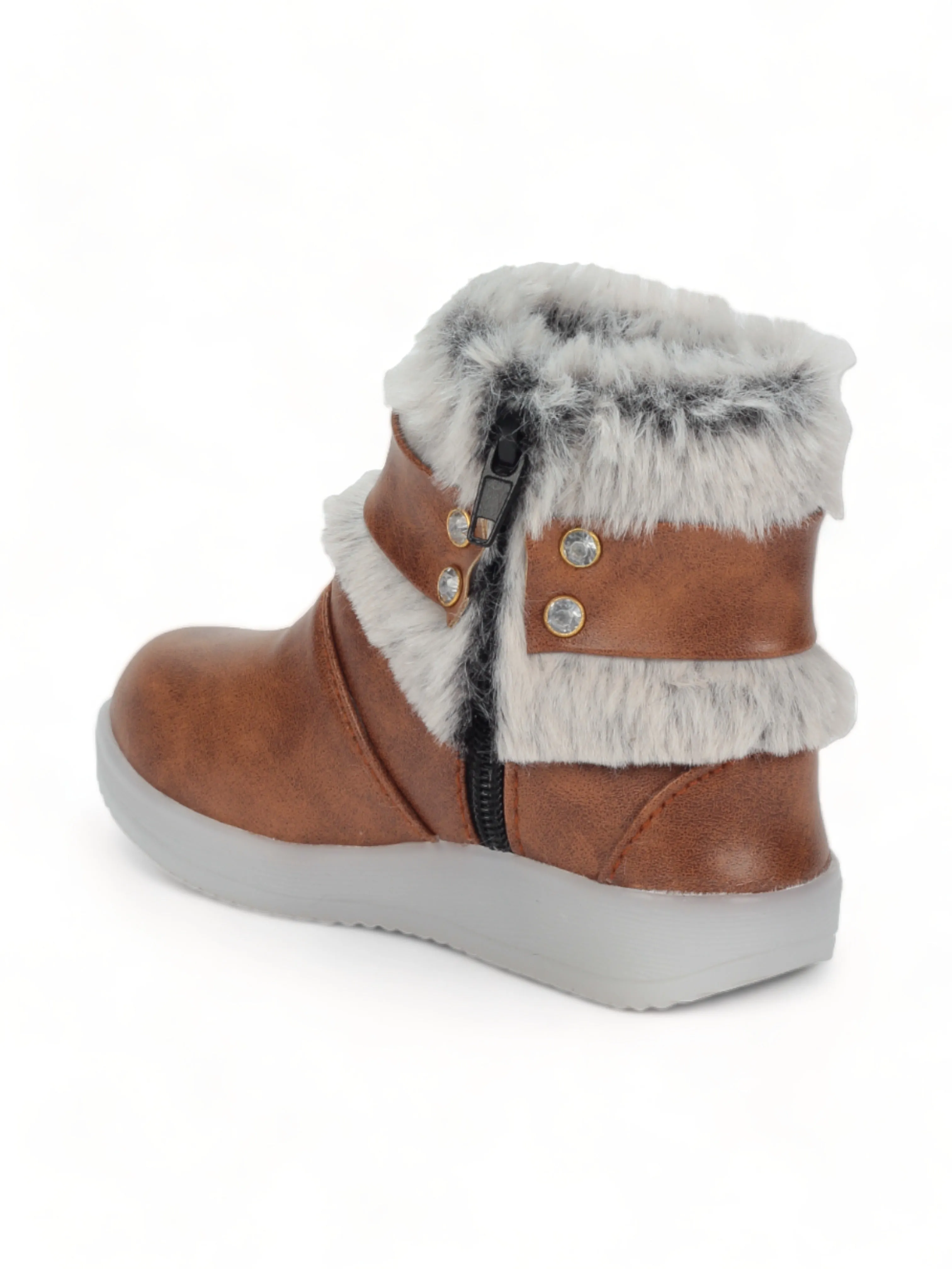 Party Boots With Light - Light Brown