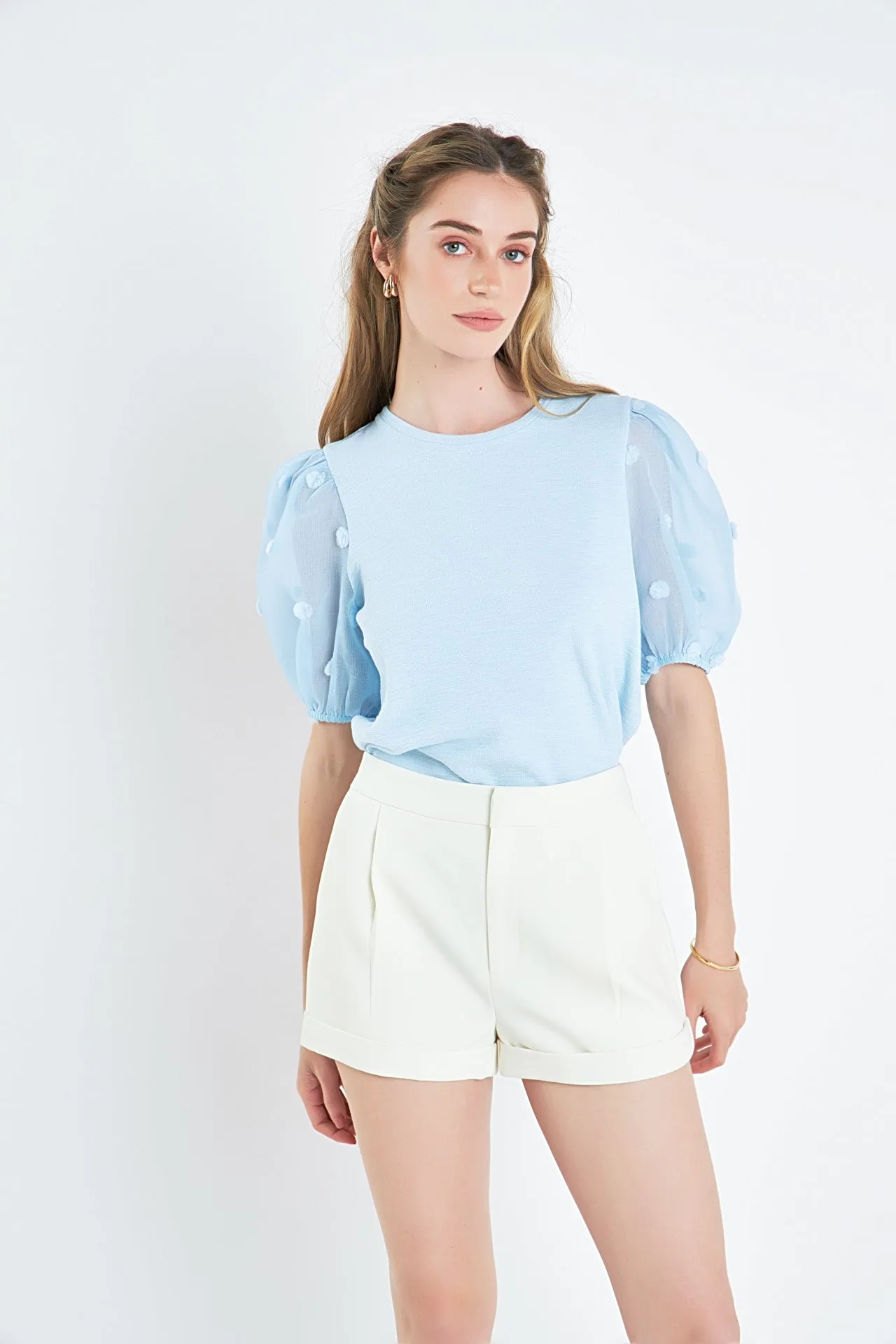 Pom Pom Mixed Media Top