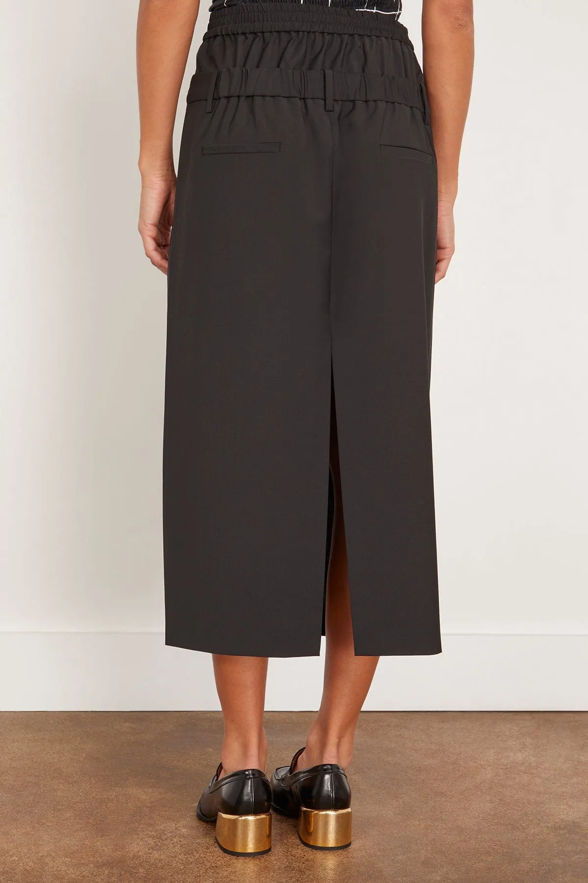 Recycled Tropical Wool Boxer Skirt in Black