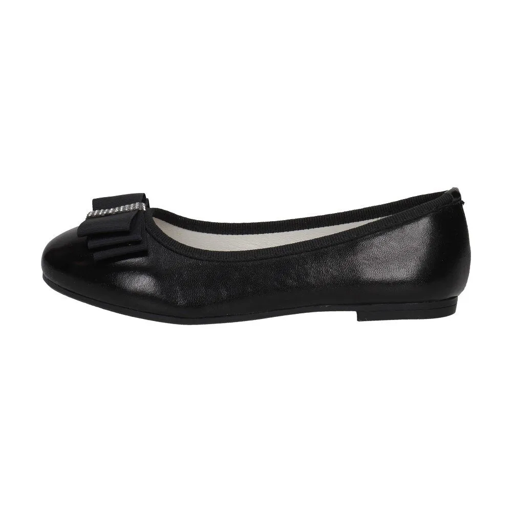 S. Barski Big Girls' Black Elegant Flats with Bow | 1104-BL