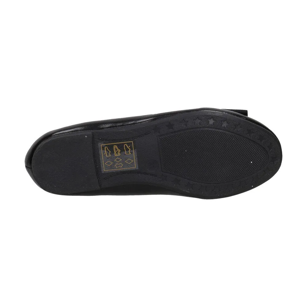 S. Barski Big Girls' Black Elegant Flats with Bow | 1104-BL