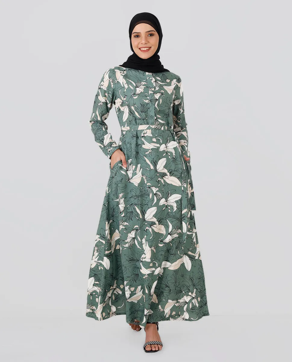 Sage Green Belted Abaya
