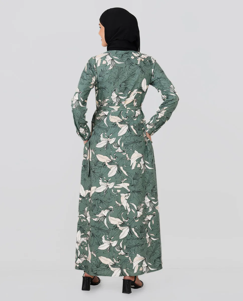 Sage Green Belted Abaya