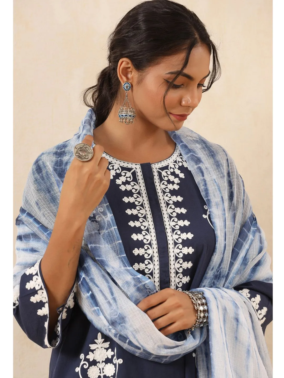 Sahiba Cotton Embroidered 3-Piece Kurta Set