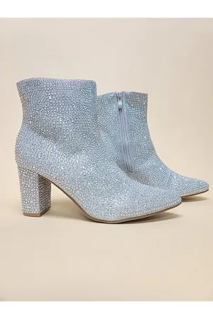 Silver Rhinestone Casual Boots