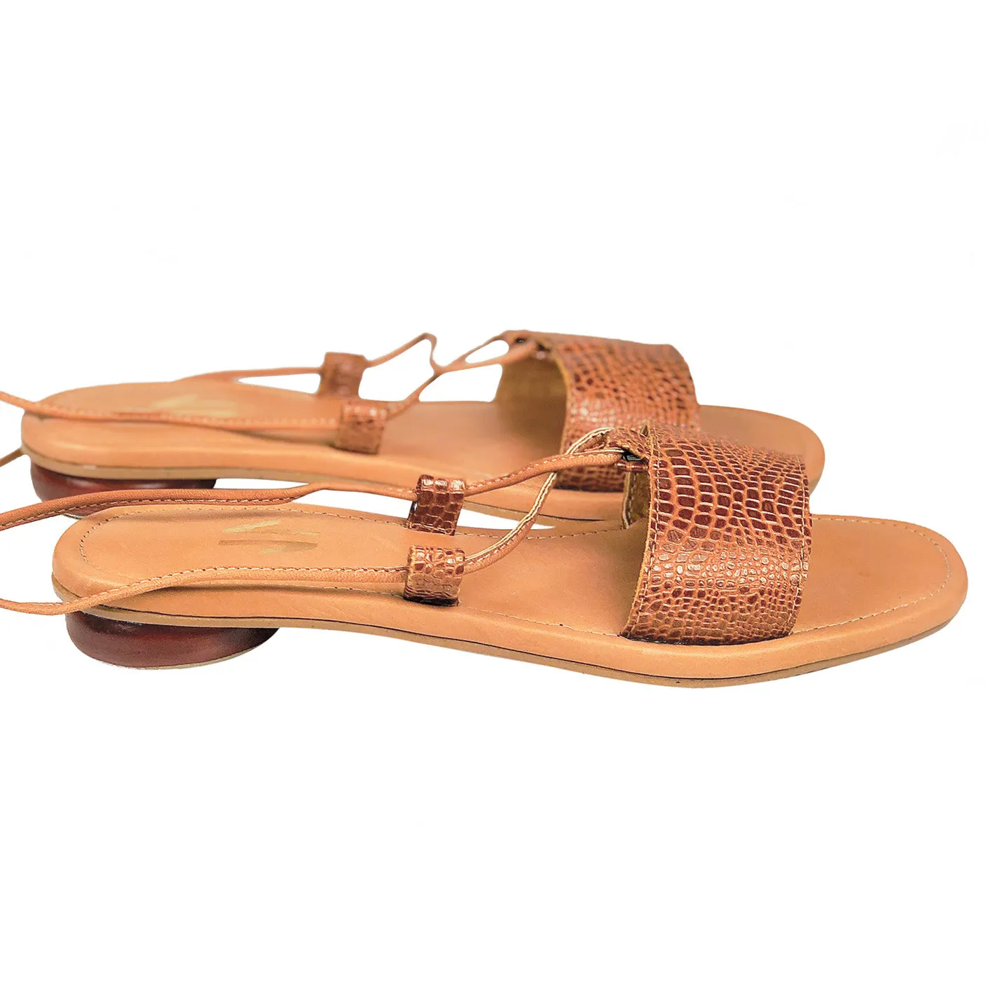 Silvia Cobos SANTOS Lace Up Flat Sandals in Brown