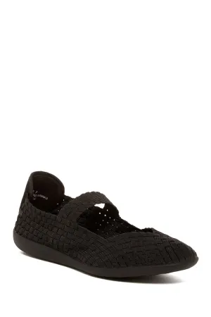 Steve Madden Women's Caspar Woven Slip On Mary Janes Flats Black