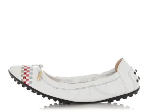 Tod's White Dee Laccetto Weave Ballerina Flats
