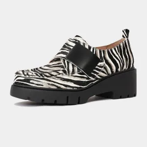 Umbers Zebra Pony Heeled Loafers