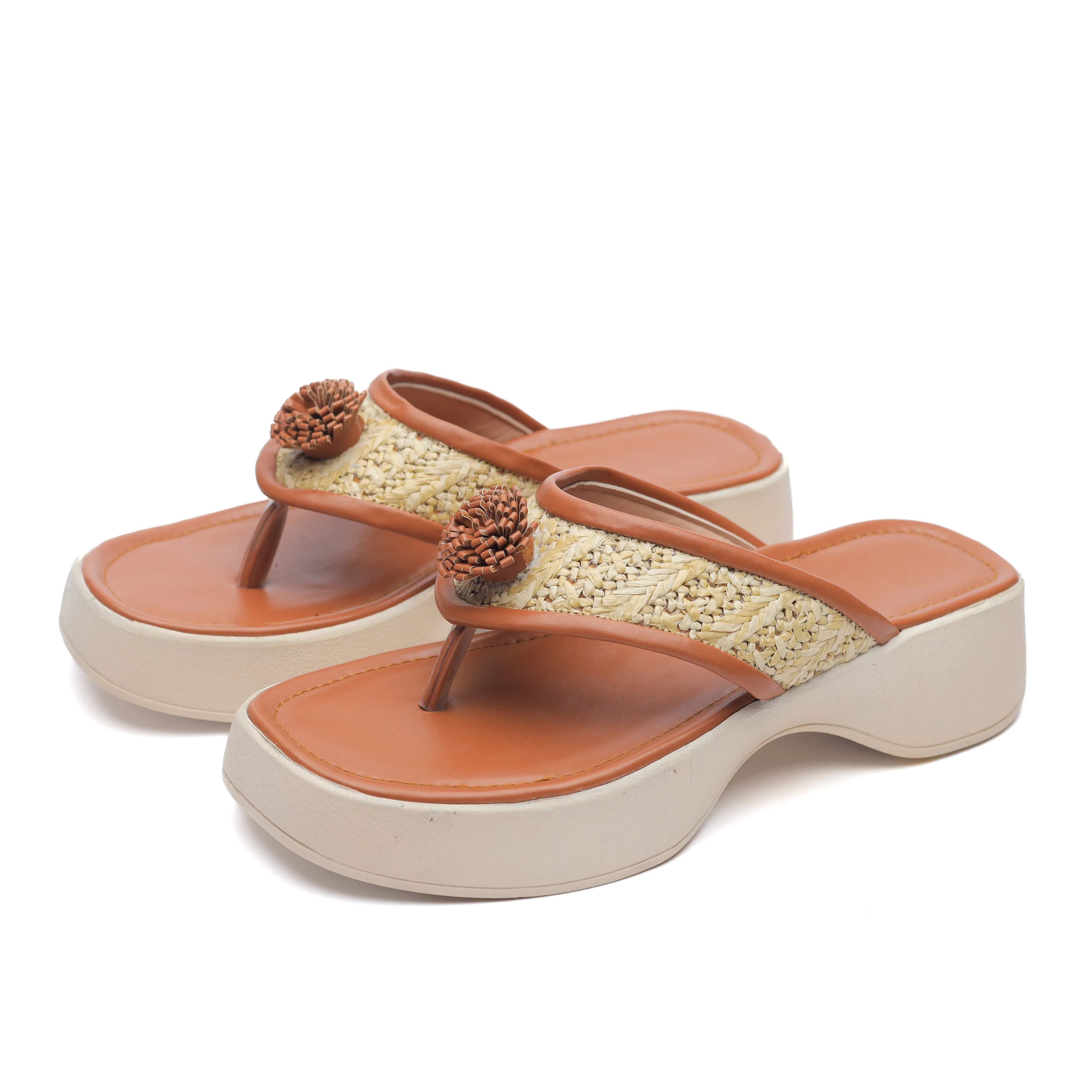 VelvetFlower Burlap Havane Slides