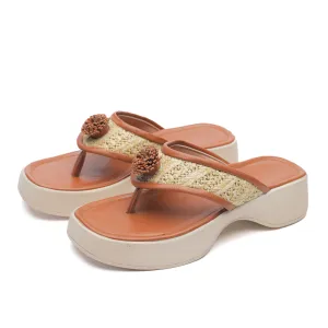 VelvetFlower Burlap Havane Slides