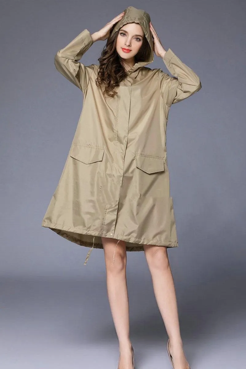 Waterproof and Breathable Hiking One-piece Raincoat