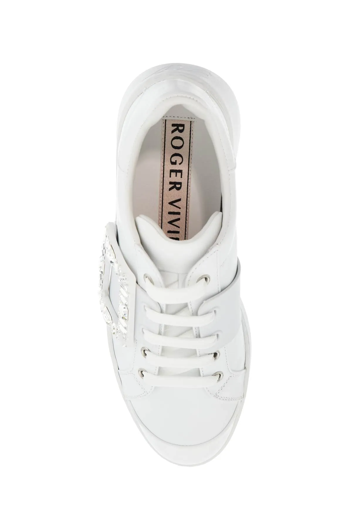 white leather sneakers viv skate with rhinestones RVW54229110LXQ BIANCO
