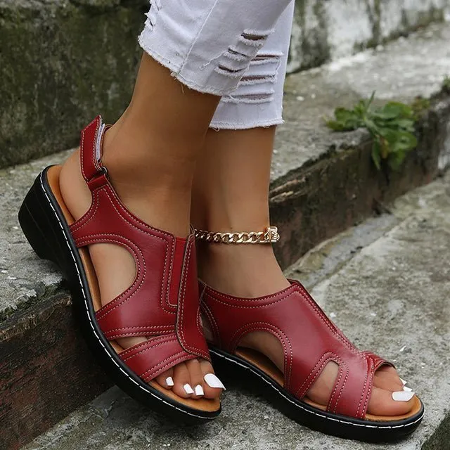 Women Premium Wedge Leather Walking Sandals 2023