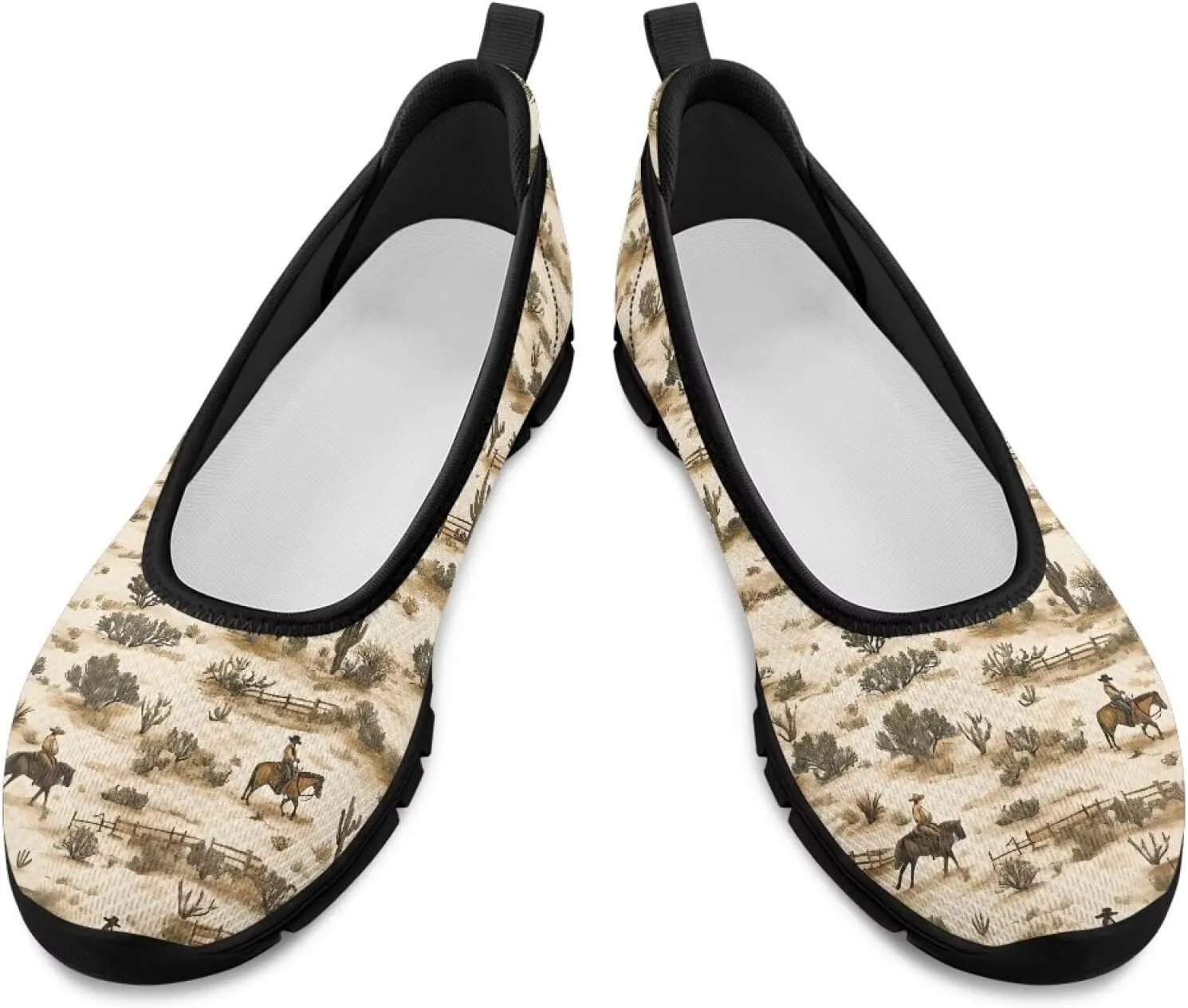 Women's Casual Shoes Floral Stylish Everyday Loafers Breathable Non Slip Work Shoes for Indoor Outdoor Size 6-11 Black Sole