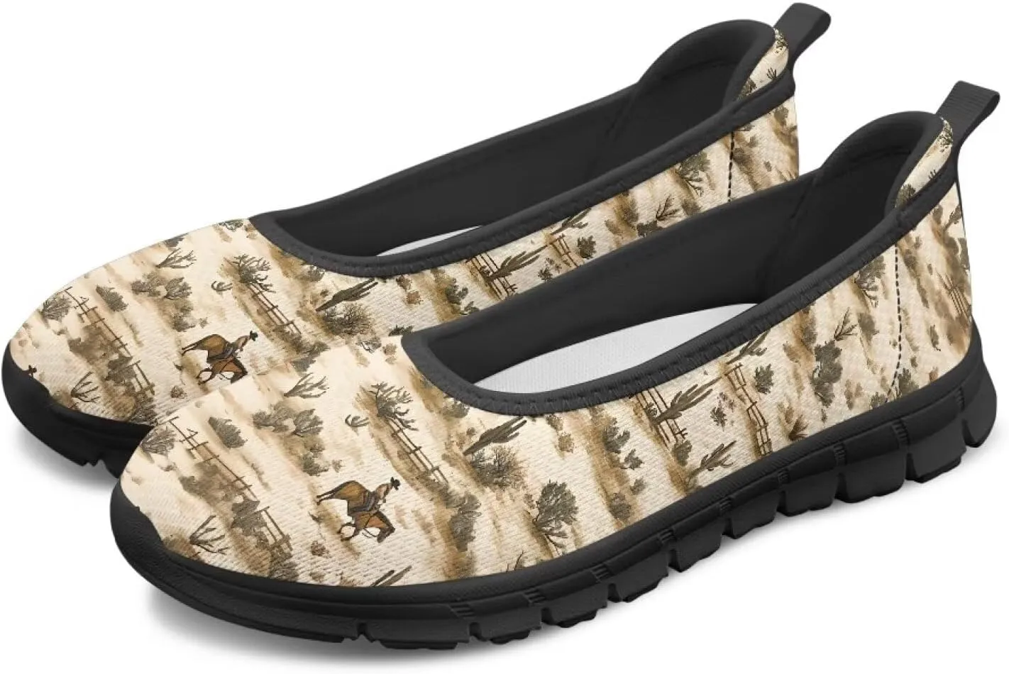 Women's Casual Shoes Floral Stylish Everyday Loafers Breathable Non Slip Work Shoes for Indoor Outdoor Size 6-11 Black Sole