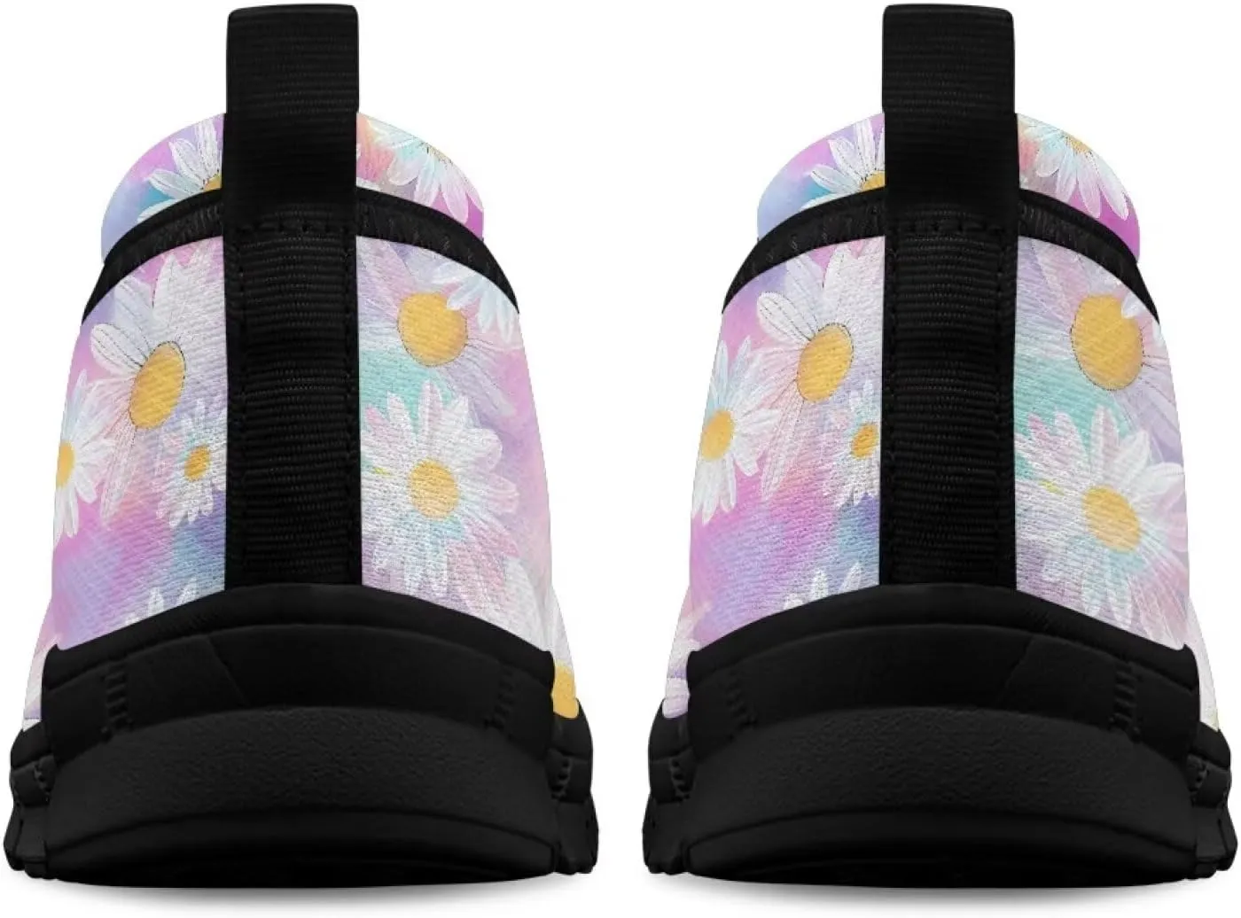 Women's Casual Shoes Floral Stylish Everyday Loafers Breathable Non Slip Work Shoes for Indoor Outdoor Size 6-11 Black Sole