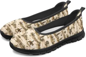 Women's Casual Shoes Floral Stylish Everyday Loafers Breathable Non Slip Work Shoes for Indoor Outdoor Size 6-11 Black Sole