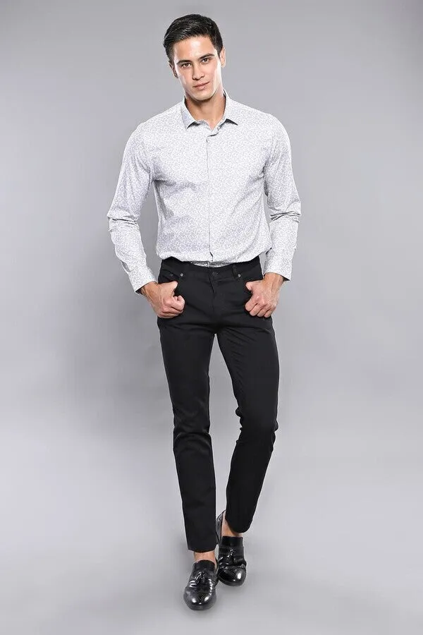 WSS Slim Fit Plain 5 Pockets Black Men Pants  - Singen